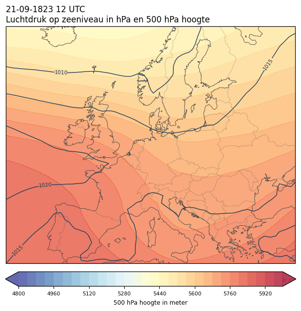 Weerkaart van 21 september 1823 om 12 UTC