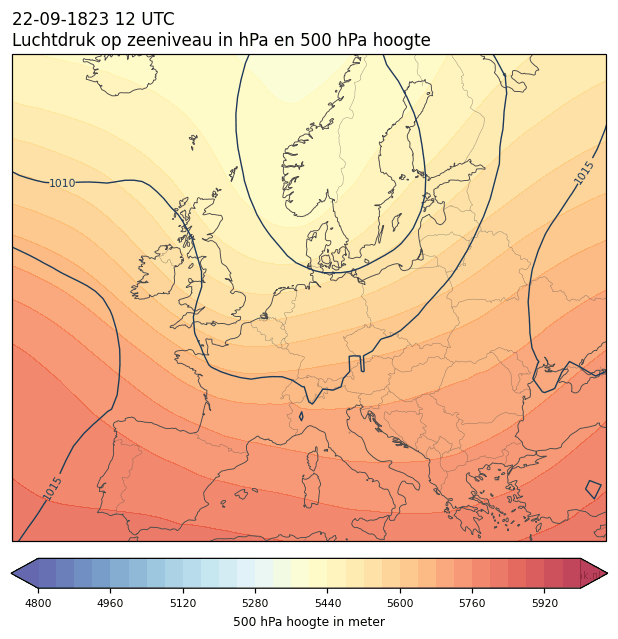 Weerkaart van 22 september 1823 om 12 UTC