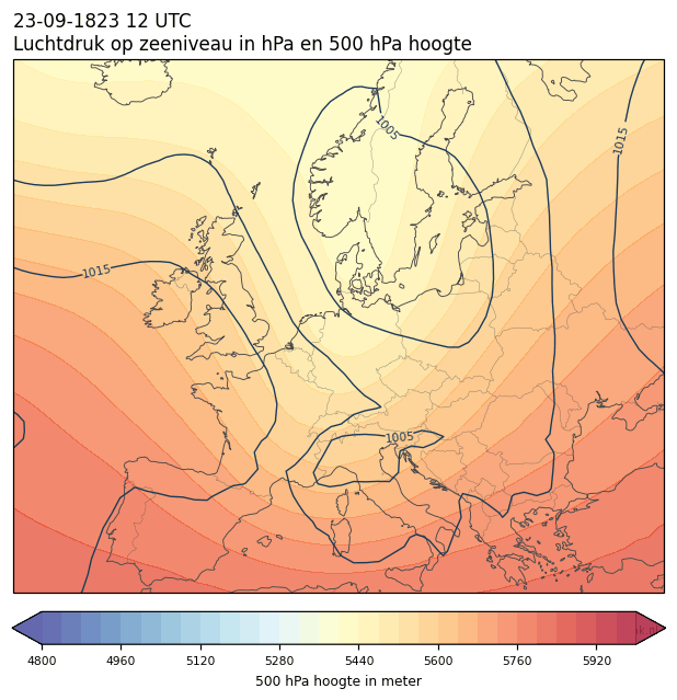 Weerkaart van 23 september 1823 om 12 UTC