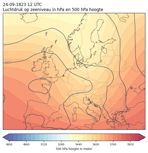 Weerkaart van 24 september 1823 om 12 UTC