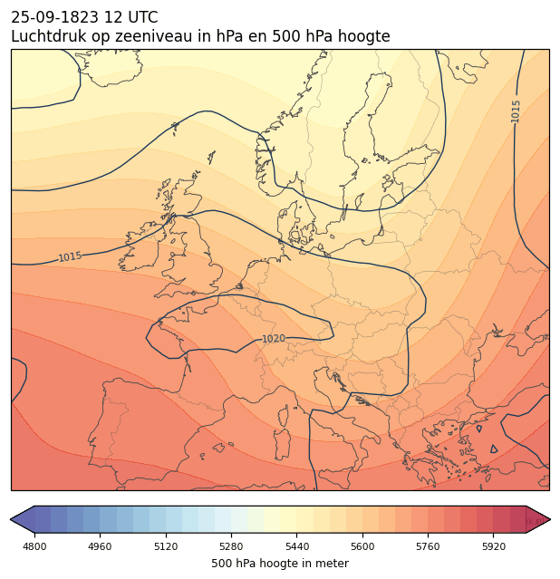 Weerkaart van 25 september 1823 om 12 UTC