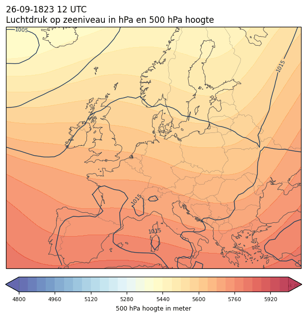 Weerkaart van 26 september 1823 om 12 UTC