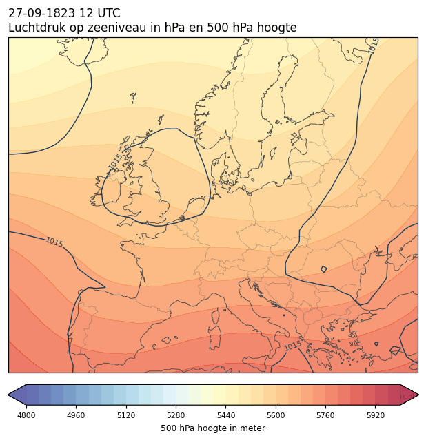 Weerkaart van 27 september 1823 om 12 UTC