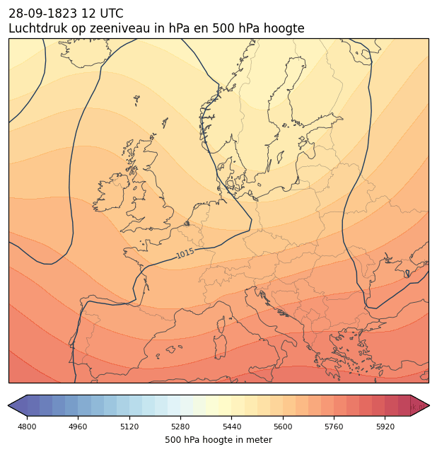 Weerkaart van 28 september 1823 om 12 UTC