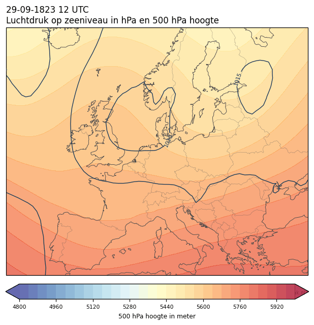Weerkaart van 29 september 1823 om 12 UTC