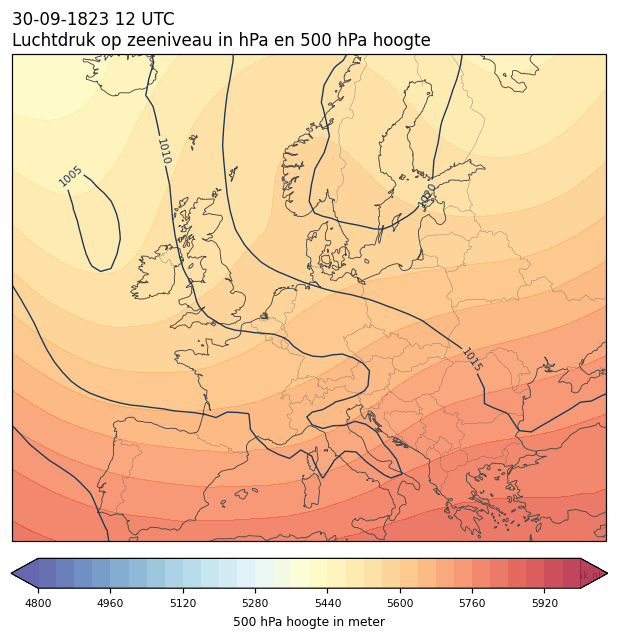 Weerkaart van 30 september 1823 om 12 UTC