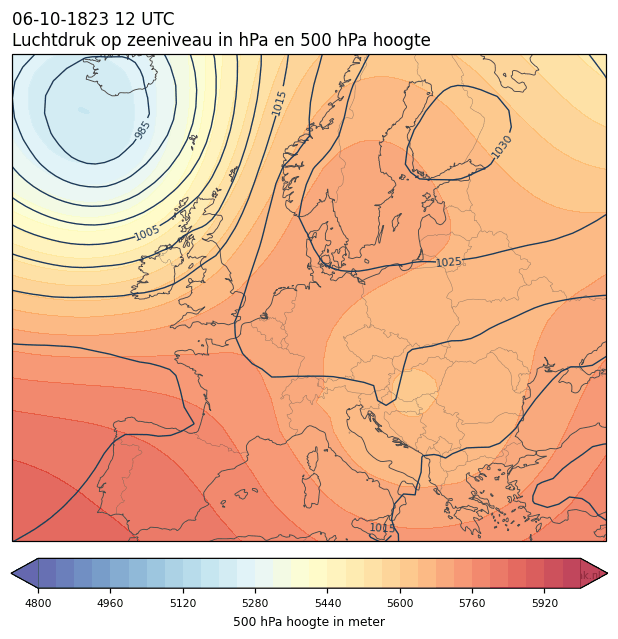 Weerkaart van 6 oktober 1823 om 12 UTC