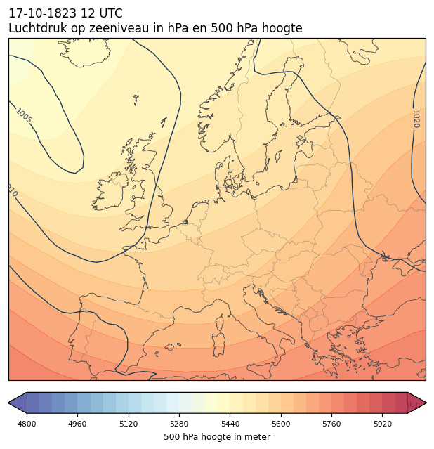 Weerkaart van 17 oktober 1823 om 12 UTC