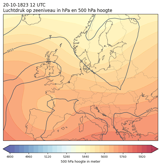 Weerkaart van 20 oktober 1823 om 12 UTC