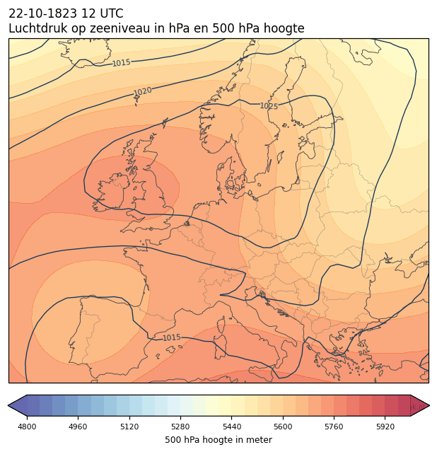 Weerkaart van 22 oktober 1823 om 12 UTC