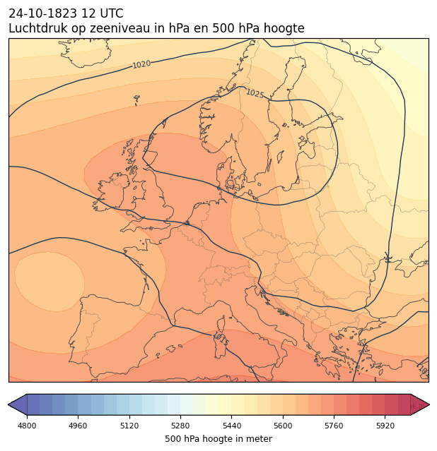 Weerkaart van 24 oktober 1823 om 12 UTC
