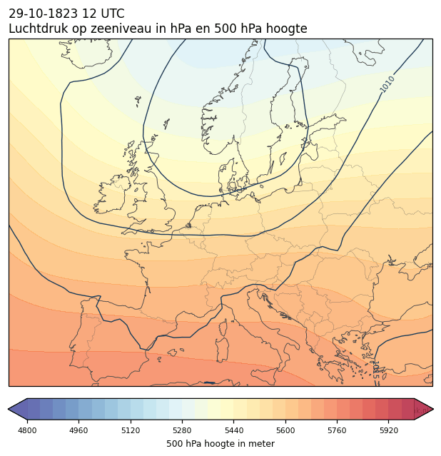 Weerkaart van 29 oktober 1823 om 12 UTC
