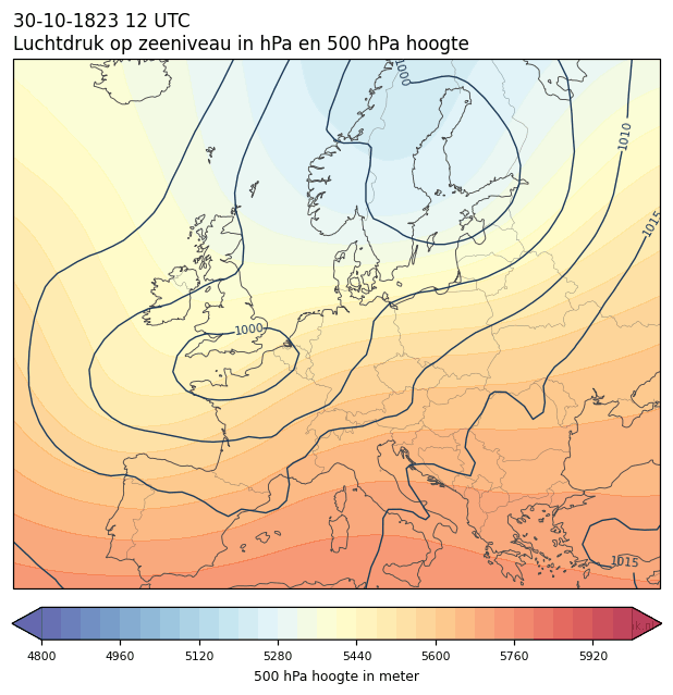 Weerkaart van 30 oktober 1823 om 12 UTC