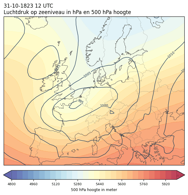 Weerkaart van 31 oktober 1823 om 12 UTC