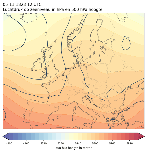 Weerkaart van 5 november 1823 om 12 UTC