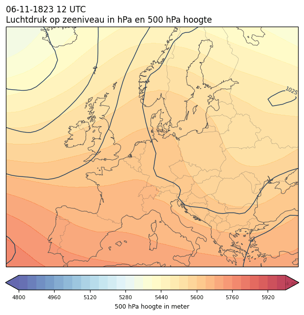 Weerkaart van 6 november 1823 om 12 UTC