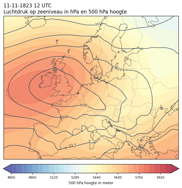 Weerkaart van 11 november 1823 om 12 UTC