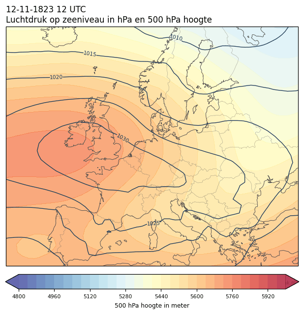 Weerkaart van 12 november 1823 om 12 UTC