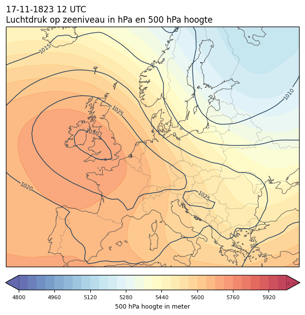 Weerkaart van 17 november 1823 om 12 UTC