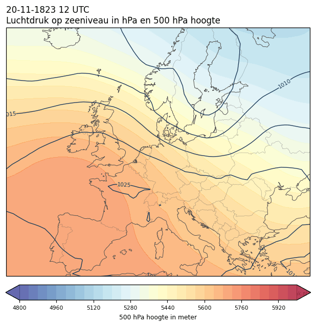 Weerkaart van 20 november 1823 om 12 UTC