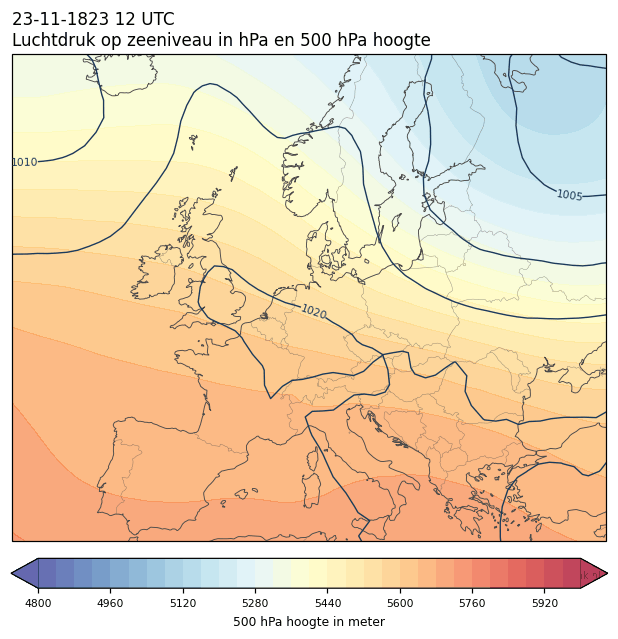 Weerkaart van 23 november 1823 om 12 UTC