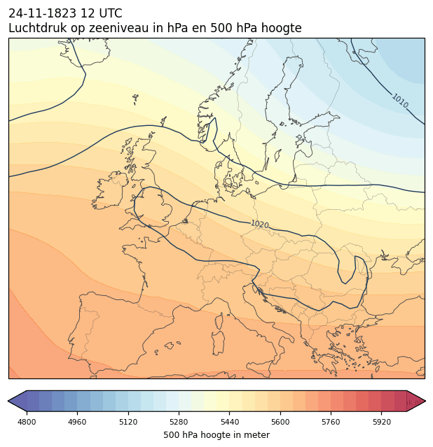 Weerkaart van 24 november 1823 om 12 UTC