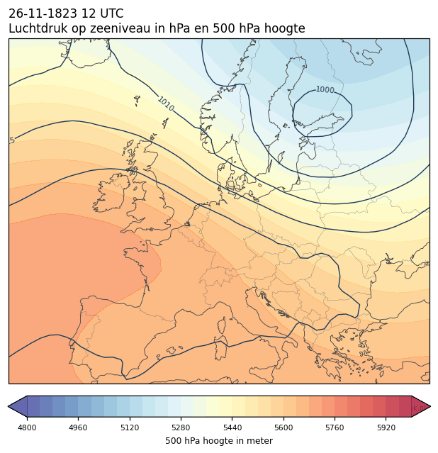 Weerkaart van 26 november 1823 om 12 UTC