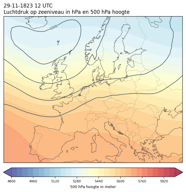 Weerkaart van 29 november 1823 om 12 UTC