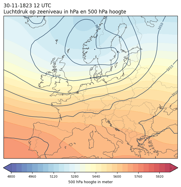 Weerkaart van 30 november 1823 om 12 UTC