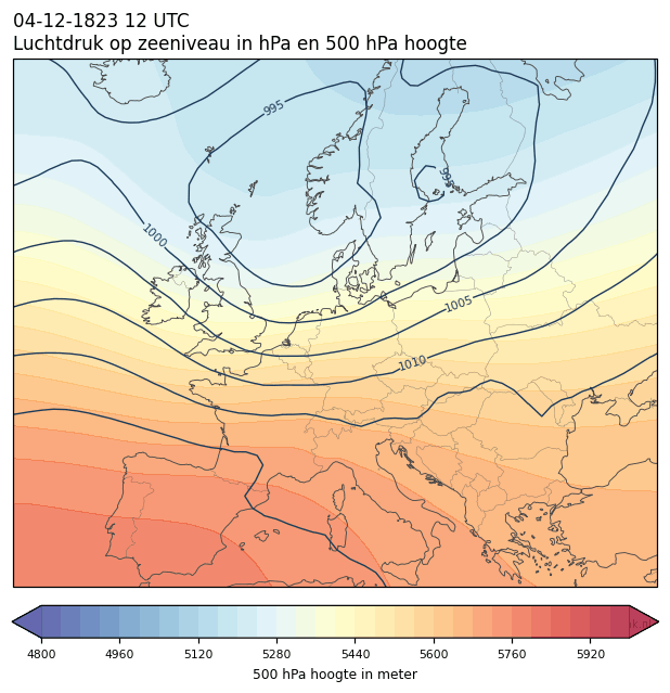 Weerkaart van 4 december 1823 om 12 UTC