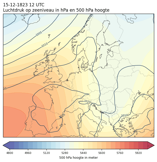 Weerkaart van 15 december 1823 om 12 UTC