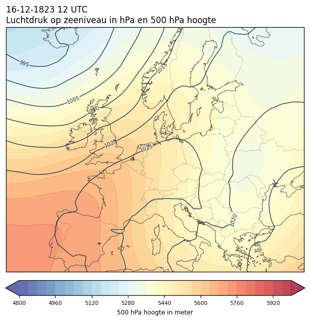 Weerkaart van 16 december 1823 om 12 UTC