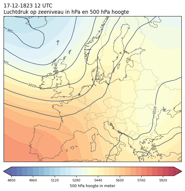 Weerkaart van 17 december 1823 om 12 UTC