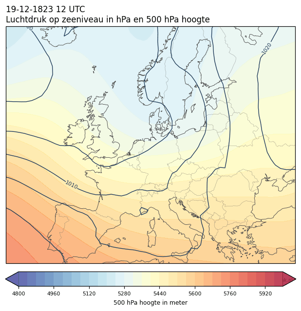 Weerkaart van 19 december 1823 om 12 UTC