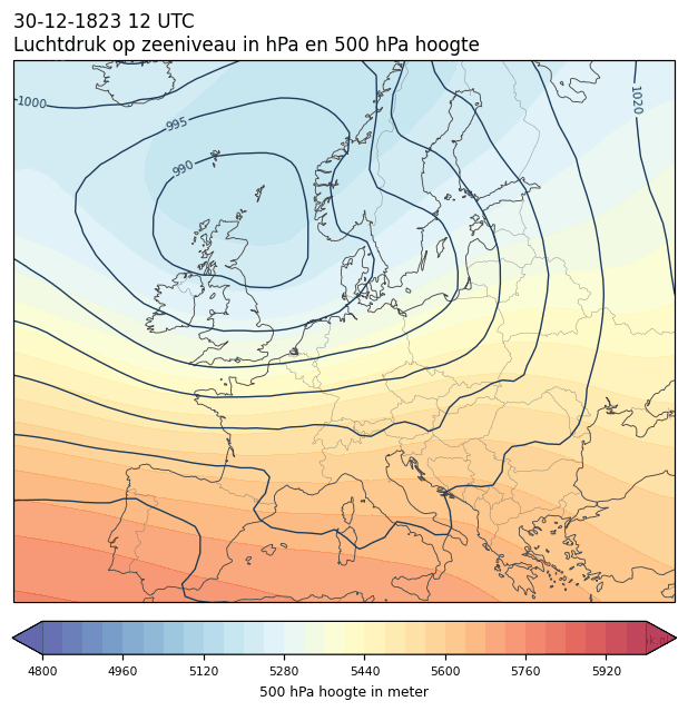 Weerkaart van 30 december 1823 om 12 UTC