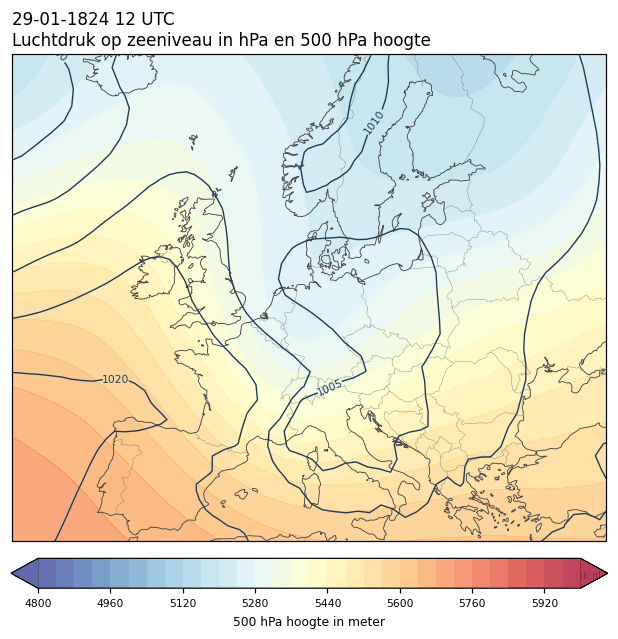 Weerkaart van 29 januari 1824 om 12 UTC