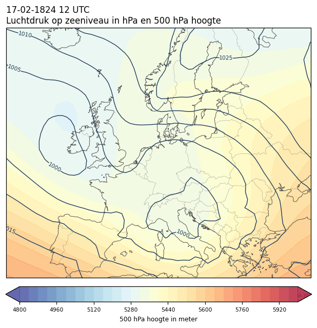 Weerkaart van 17 februari 1824 om 12 UTC
