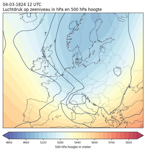 Weerkaart van 4 maart 1824 om 12 UTC