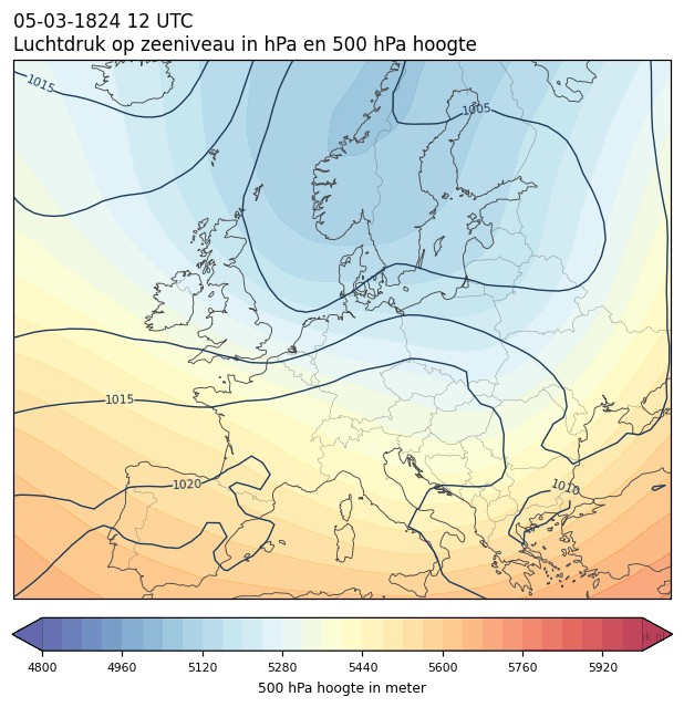 Weerkaart van 5 maart 1824 om 12 UTC