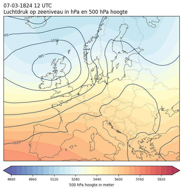 Weerkaart van 7 maart 1824 om 12 UTC