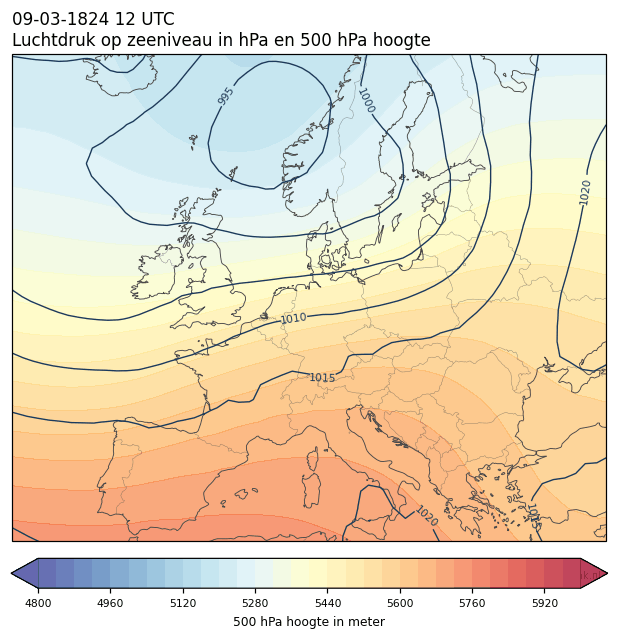 Weerkaart van 9 maart 1824 om 12 UTC