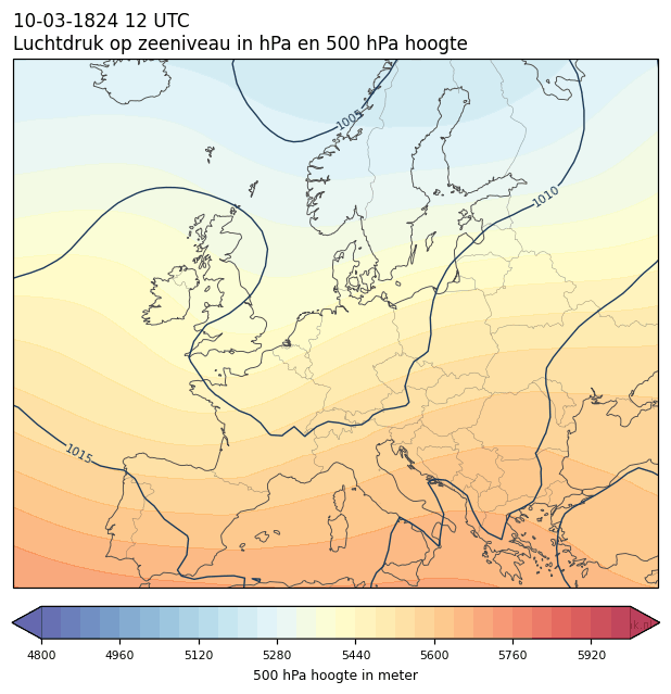 Weerkaart van 10 maart 1824 om 12 UTC