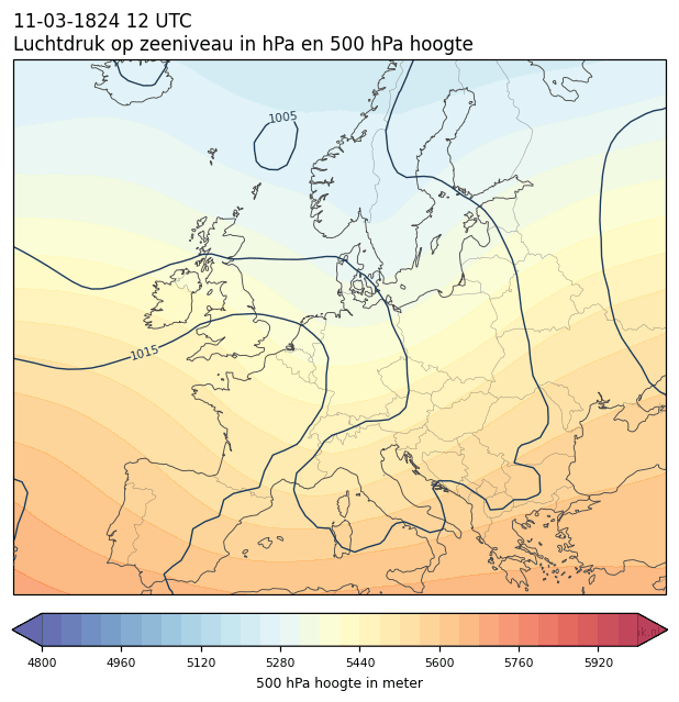Weerkaart van 11 maart 1824 om 12 UTC