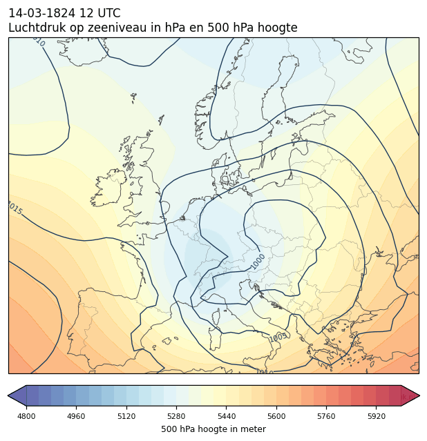 Weerkaart van 14 maart 1824 om 12 UTC