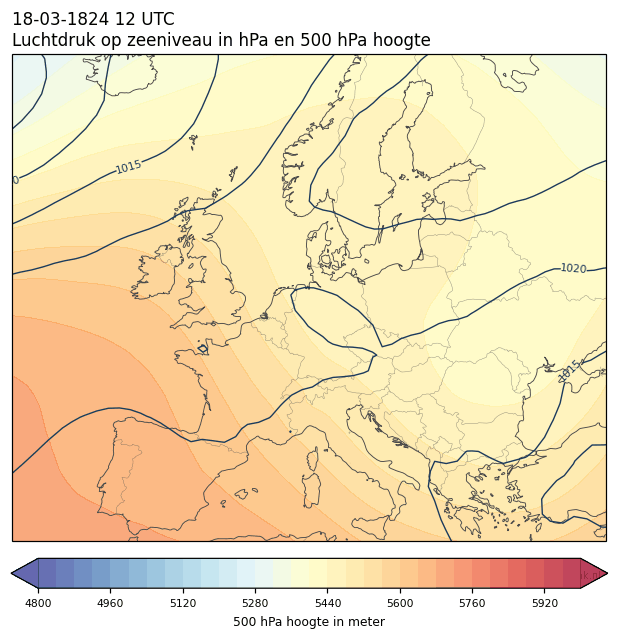Weerkaart van 18 maart 1824 om 12 UTC