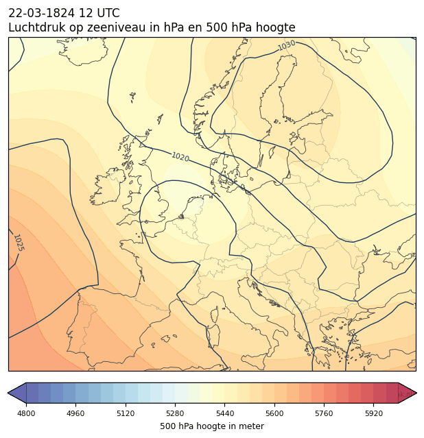 Weerkaart van 22 maart 1824 om 12 UTC