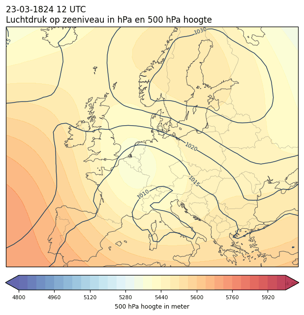 Weerkaart van 23 maart 1824 om 12 UTC