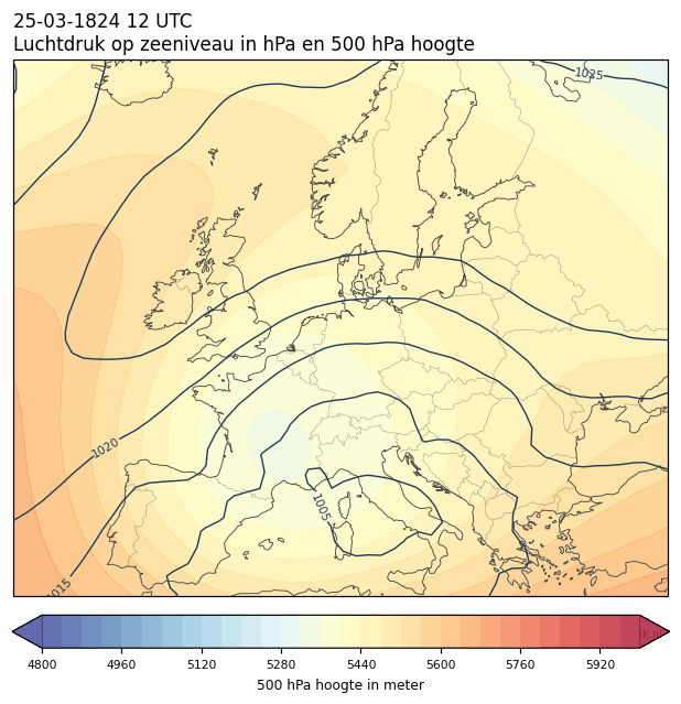 Weerkaart van 25 maart 1824 om 12 UTC