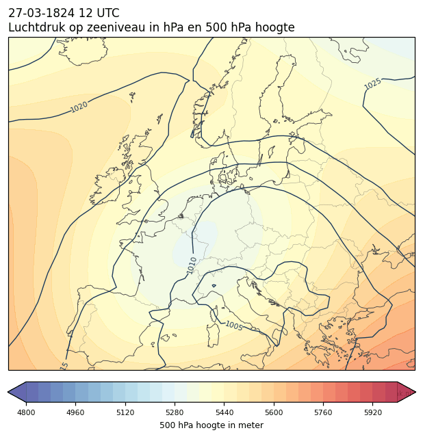 Weerkaart van 27 maart 1824 om 12 UTC
