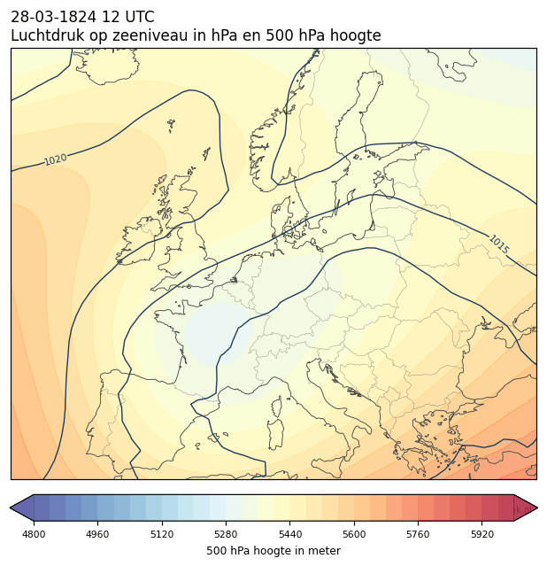 Weerkaart van 28 maart 1824 om 12 UTC